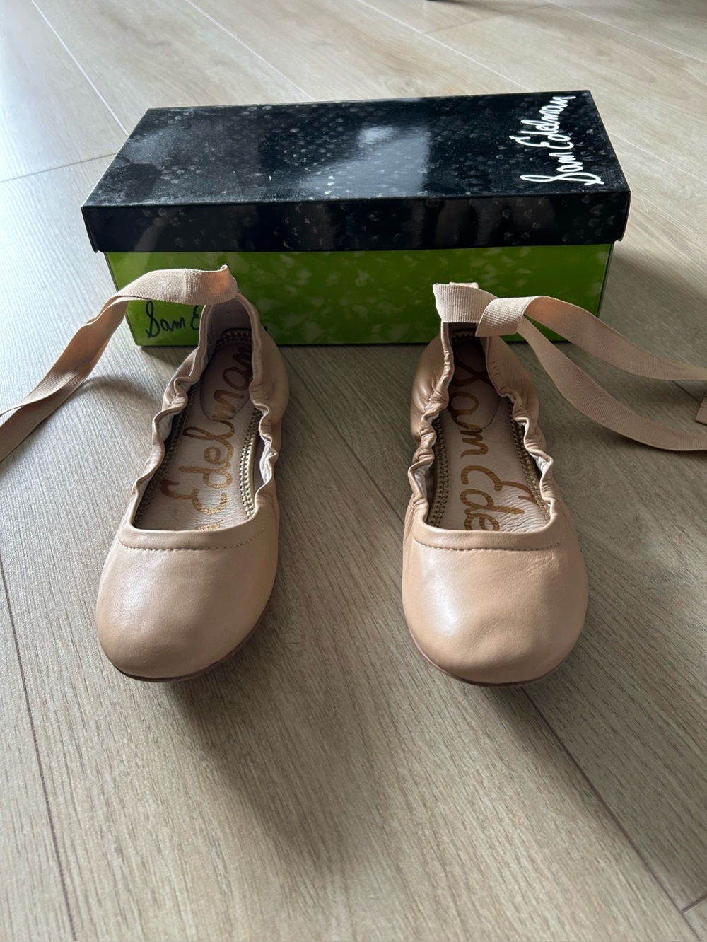 Sam Edelman Ballet Flats with Ankle Tie - Nude Pink